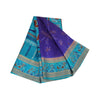 Sanskriti Vintage Sarees Purple/Blue Pure Silk Animal Printed Sari 5yd Fabric