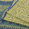 Sanskriti Vintage Sarees Green/Blue 100% Pure Silk Printed Sari 5yd Craft Fabric