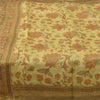 Sanskriti Vintage Sarees Cream/Green 100%Pure Silk Printed Sari 5yd Craft Fabric