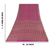 Sanskriti Vintage Sarees Dark Pink 100% Pure Silk Printed Sari 5yd Craft Fabric