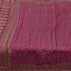 Sanskriti Vintage Sarees Dark Pink 100% Pure Silk Printed Sari 5yd Craft Fabric