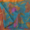 Sanskriti Vintage Sarees Blue & Orange Pure Silk Printed Sari 5yd Craft Fabric