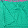 Sanskriti Vintage Sarees Sea-Green Pure Chiffon Silk Block Print Sari 6yd Fabric