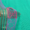 Sanskriti Vintage Sarees Sea-Green Pure Chiffon Silk Block Print Sari 6yd Fabric