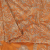 Sanskriti Vintage Sarees Saffron Indian Pure Silk Printed Sari 6yd Craft Fabric