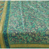 Sanskriti Vintage Sarees Green Indian Pure Silk Printed Sari 5yd Craft Fabric