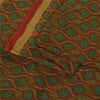 Sanskriti Vintage Sarees Red/Green 100% Pure Silk Printed Sari 5yd Craft Fabric