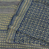 Sanskriti Vintage Sarees Indian Blue 100%Pure Silk Printed Sari 5yd Craft Fabric