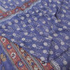 Sanskriti Vintage Sarees Blue Indian Pure Georgette Print Sari 5yd Craft Fabric