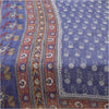 Sanskriti Vintage Sarees Blue Indian Pure Georgette Print Sari 5yd Craft Fabric