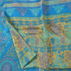 Sanskriti Vintage Sarees Blue & Yellow Pure Silk Printed Sari 5yd Craft Fabric