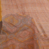 Sanskriti Vintage Sarees Peach Indian Pure Silk Printed Sari 6yd Craft Fabric