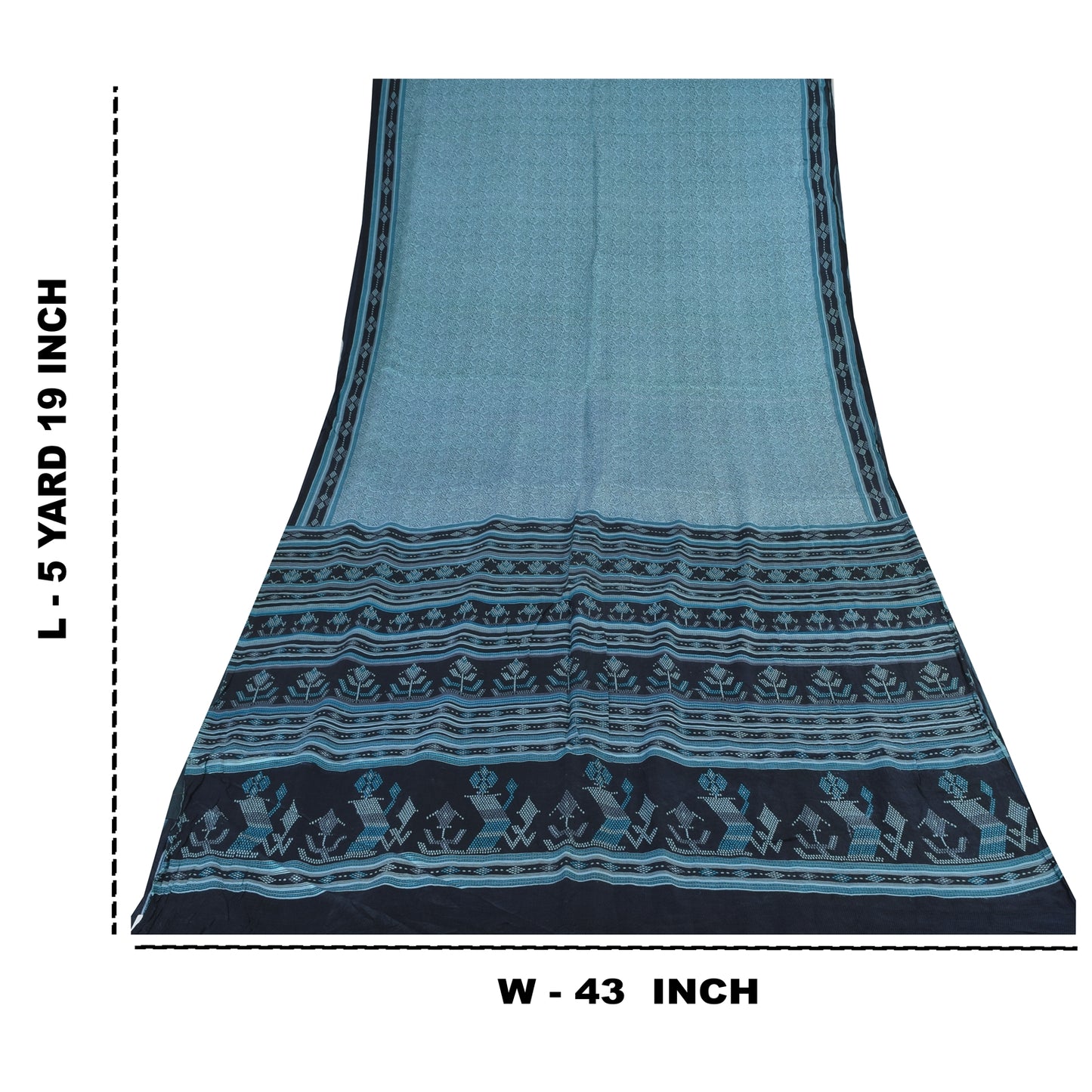 Sanskriti Vintage Sarees Blue From India Pure Silk Printed Sari 5yd Craft Fabric