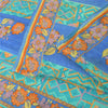 Sanskriti Vintage Sarees Blue/Sea-Green Pure Silk Printed Sari 5yd Craft Fabric