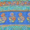 Sanskriti Vintage Sarees Blue/Sea-Green Pure Silk Printed Sari 5yd Craft Fabric