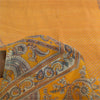 Sanskriti Vintage Sarees Yellow Indian Pure Silk Printed Sari 5yd Craft Fabric