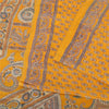 Sanskriti Vintage Sarees Yellow Indian Pure Silk Printed Sari 5yd Craft Fabric