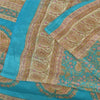 Sanskriti Vintage Sarees From India Blue Pure Silk Printed Sari 6yd Craft Fabric