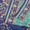 Sanskriti Vintage Sarees Sea-Green/Blue Pure Silk Printed Sari 5yd Craft Fabric