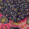 Sanskriti Vintage Sarees Blue/Pink Indian Pure Silk Print Sari 6yd Craft Fabric