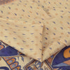 Sanskriti Vintage Sarees Cream Pure Silk Human Animal Printed Sari Craft Fabric