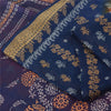 Sanskriti Vintage Sarees Orange/Blue Pure Silk Printed Sari 5yd Craft Fabric