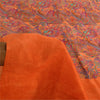 Sanskriti Vintage Sarees Orange 100% Pure Silk Printed Sari 5yd Craft Fabric