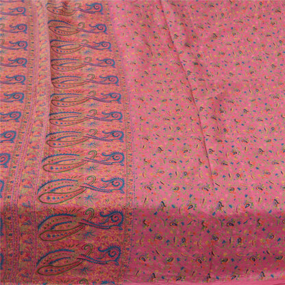 Sanskriti Vintage Sarees From India Pink Pure Silk Printed Sari 6yd Craft Fabric