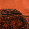 Sanskriti Vintage Sarees Orange Peacock Pure Silk Printed Sari 5yd Craft Fabric