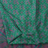 Sanskriti Vintage Sarees Green/Pink 100%Pure Silk Printed Sari 6yd Craft Fabric