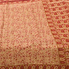 Sanskriti Vintage Sarees Peach/Red Pure Silk Printed Sari 5yd Craft Fabric