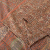 Sanskriti Vintage Sarees Brown 100% Pure Silk Printed Sari 5yd Craft Fabric