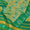 Sanskriti Vintage Sarees Yellow/Green Pure Silk Ikat Printed Sari Craft Fabric