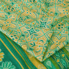 Sanskriti Vintage Sarees Yellow/Green Pure Silk Ikat Printed Sari Craft Fabric