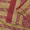 Sanskriti Vintage Sarees Dusty Red 100% Pure Silk Printed Sari 5yd Craft Fabric