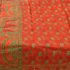 Sanskriti Vintage Sarees Orange/Green Pure Silk Printed Sari 6yd Craft Fabric