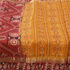 Sanskriti Vintage Sarees Yellow/Red Zari Border Pure Silk Print Sari 5yd Fabric