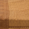 Sanskriti Vintage Sarees Cream/Brown 100%Pure Silk Printed Sari 6yd Craft Fabric