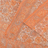 Sanskriti Vintage Sarees Peach Indian Pure Silk Printed Sari 5yd Craft Fabric