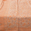 Sanskriti Vintage Sarees Peach Indian Pure Silk Printed Sari 5yd Craft Fabric