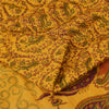 Sanskriti Vintage Sarees Indian Yellow Pure Silk Printed Sari 5yd Craft Fabric