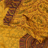 Sanskriti Vintage Sarees Indian Yellow Pure Silk Printed Sari 5yd Craft Fabric