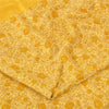 Sanskriti Vintage Sarees Yellow 100% Pure Silk Printed Sari 5+yd Craft Fabric