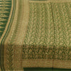 Sanskriti Vintage Sarees Green Indian Pure Silk Printed Sari 6+yd Craft Fabric