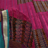 Sanskriti Vintage Sarees Blue/Pink 100% Pure Silk Printed Sari 6 yd Craft Fabric