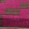 Sanskriti Vintage Sarees Blue/Pink 100% Pure Silk Printed Sari 6 yd Craft Fabric