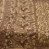 Sanskriti Vintage Sarees Shades Of Brown Pure Silk Print Sari 6+yd Craft Fabric