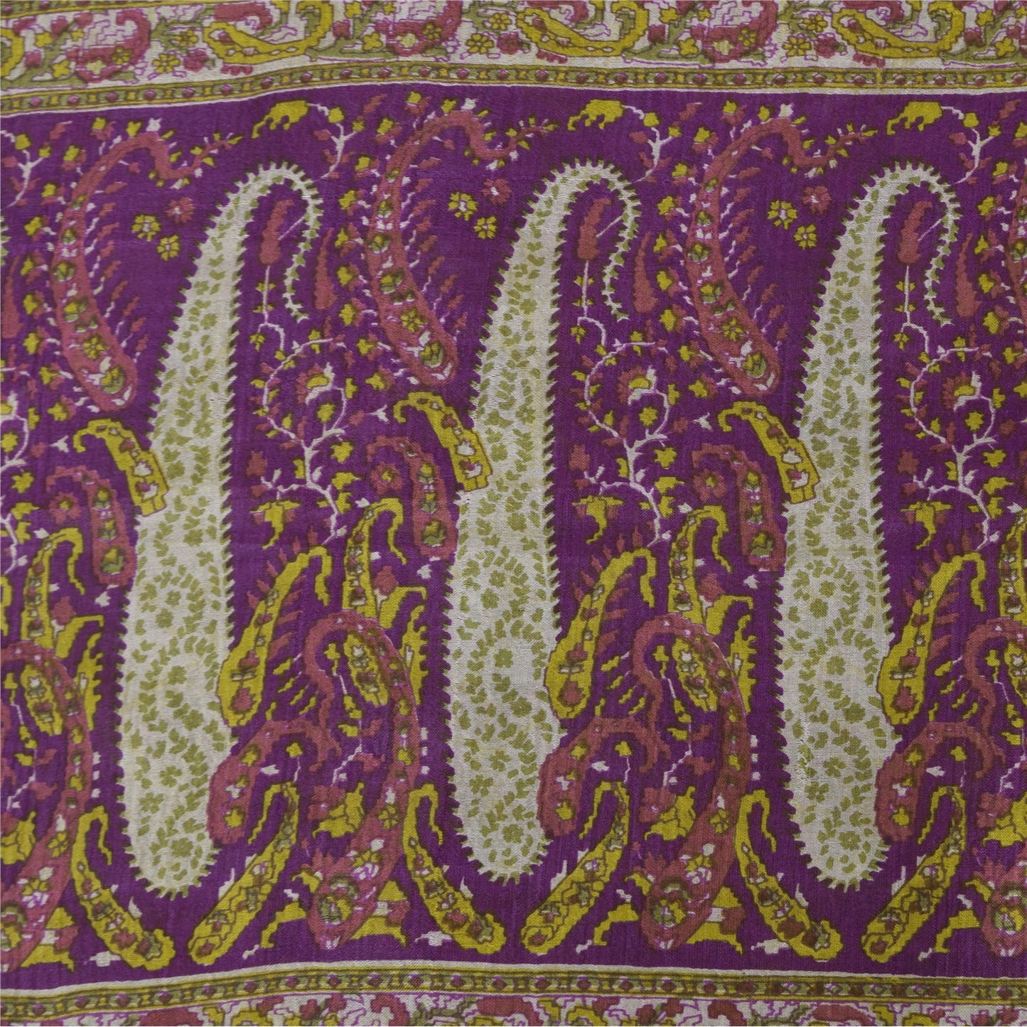 Sanskriti Vintage Sarees Purple Indian Pure Silk Printed Sari 5+yd Craft Fabric