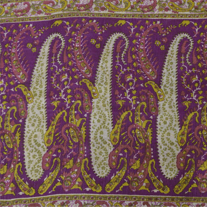 Sanskriti Vintage Sarees Purple Indian Pure Silk Printed Sari 5+yd Craft Fabric