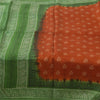 Sanskriti Vintage Sarees Orange/Green Pure Silk Printed Sari 5+yd Craft Fabric